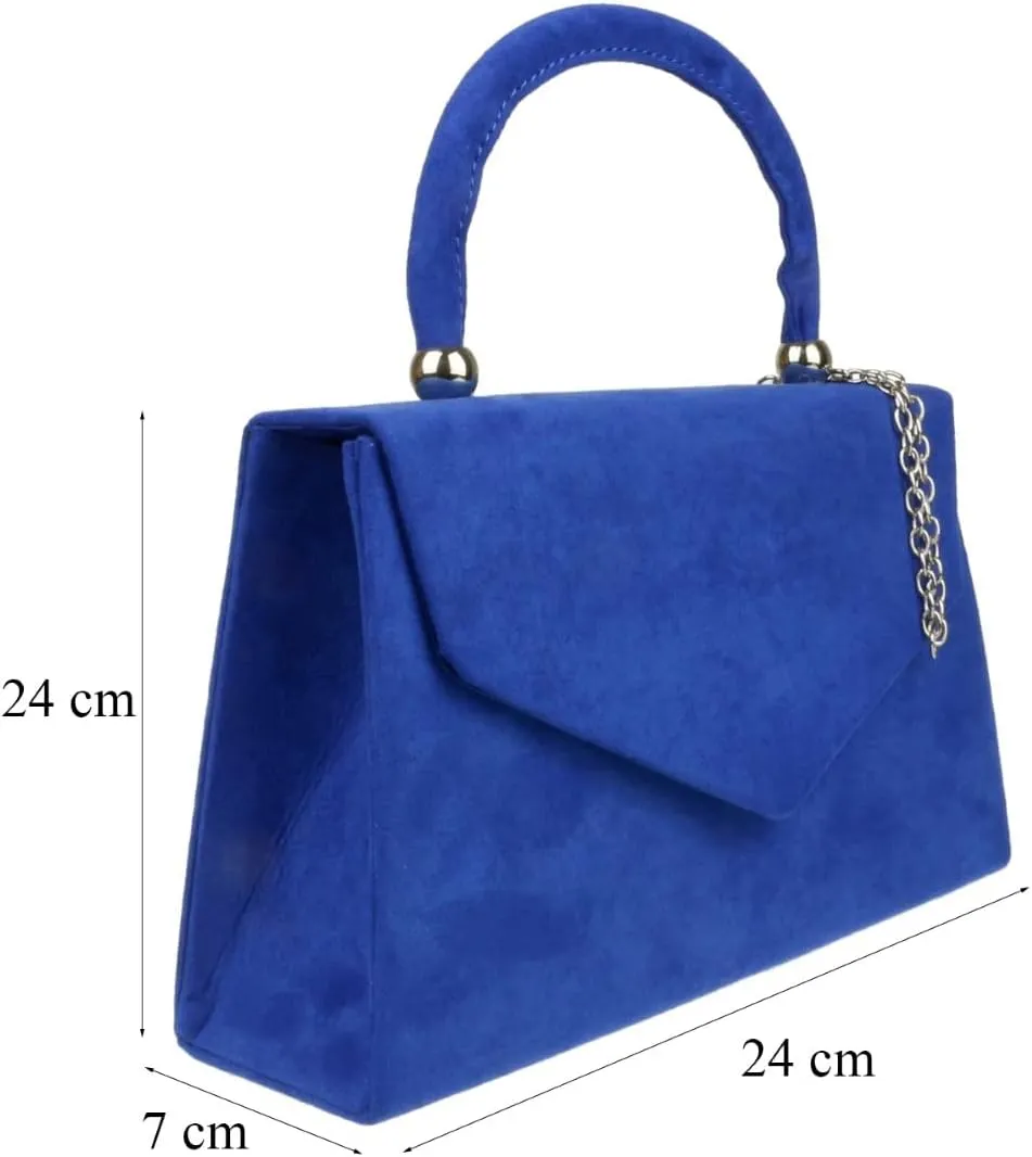 Girly HandBags Top Handle Faux Suede Clutch Bag Grab Holder Womens Handbag