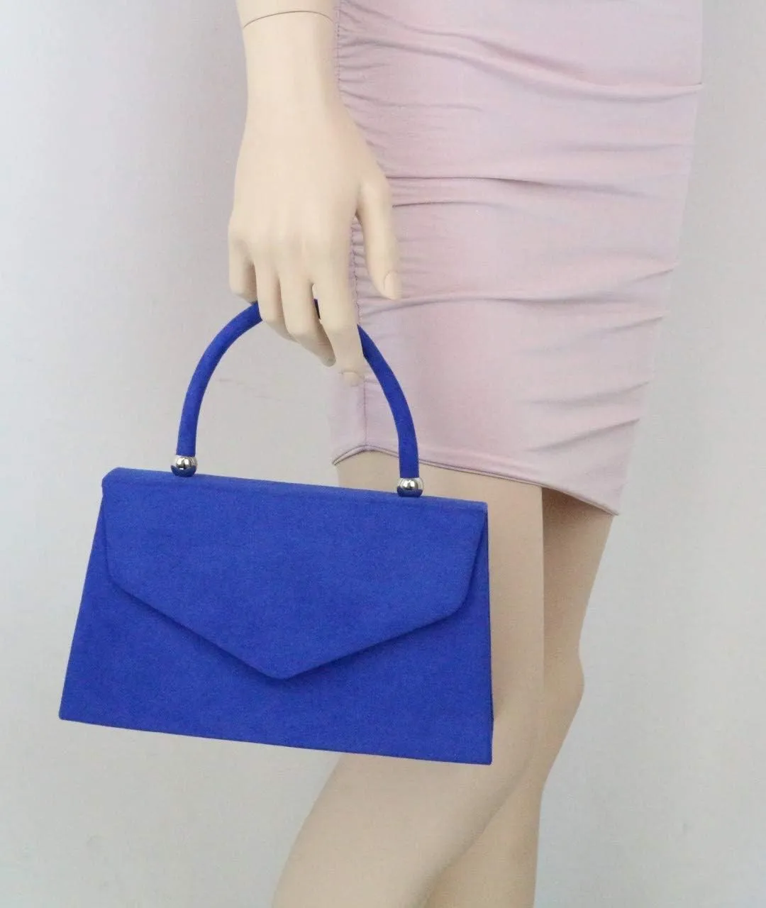 Girly HandBags Top Handle Faux Suede Clutch Bag Grab Holder Womens Handbag