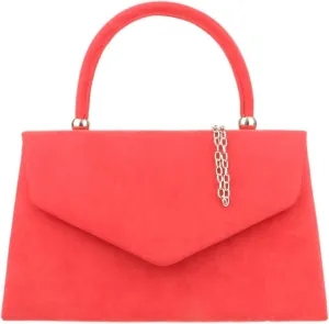 Girly HandBags Top Handle Faux Suede Clutch Bag Grab Holder Womens Handbag