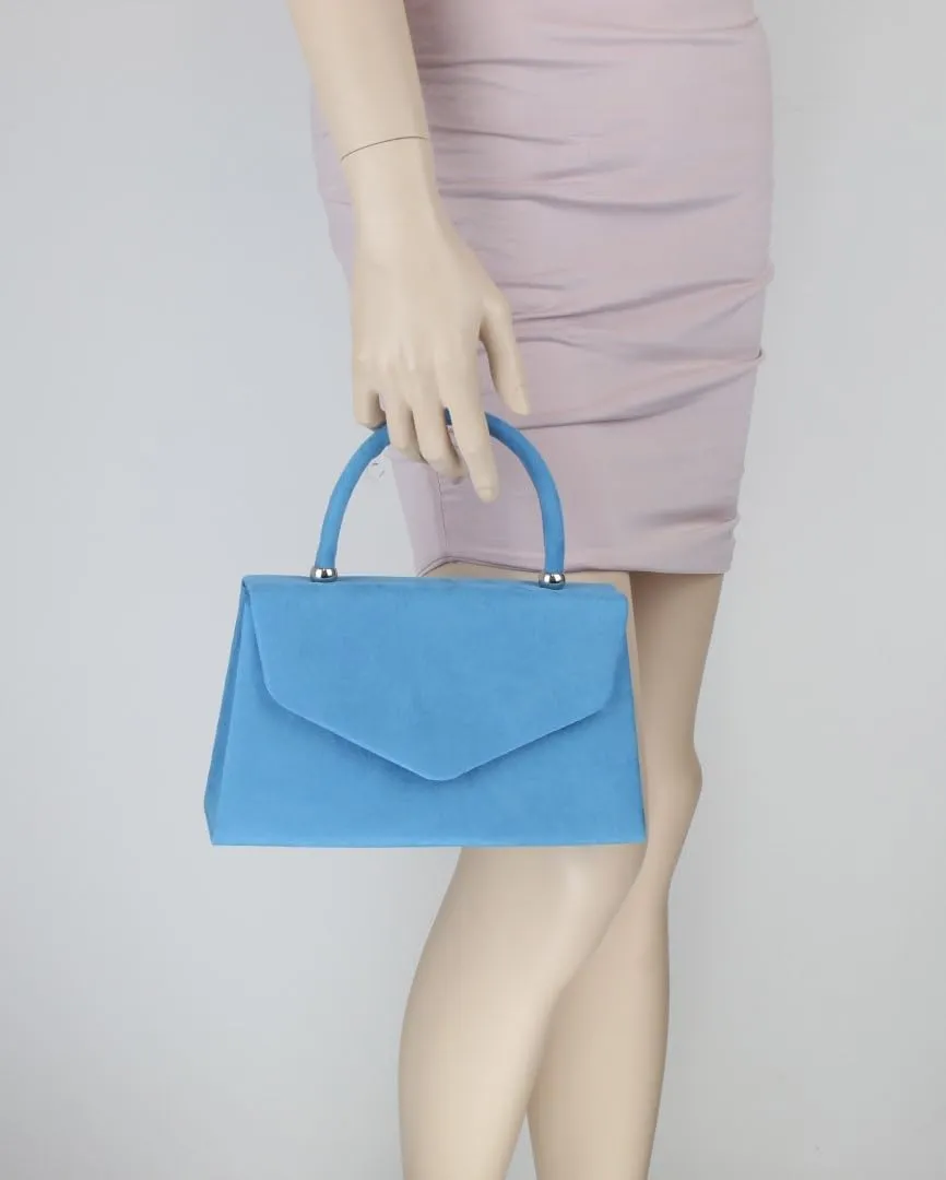 Girly HandBags Top Handle Faux Suede Clutch Bag Grab Holder Womens Handbag