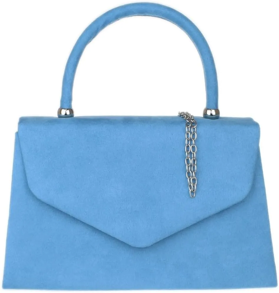 Girly HandBags Top Handle Faux Suede Clutch Bag Grab Holder Womens Handbag