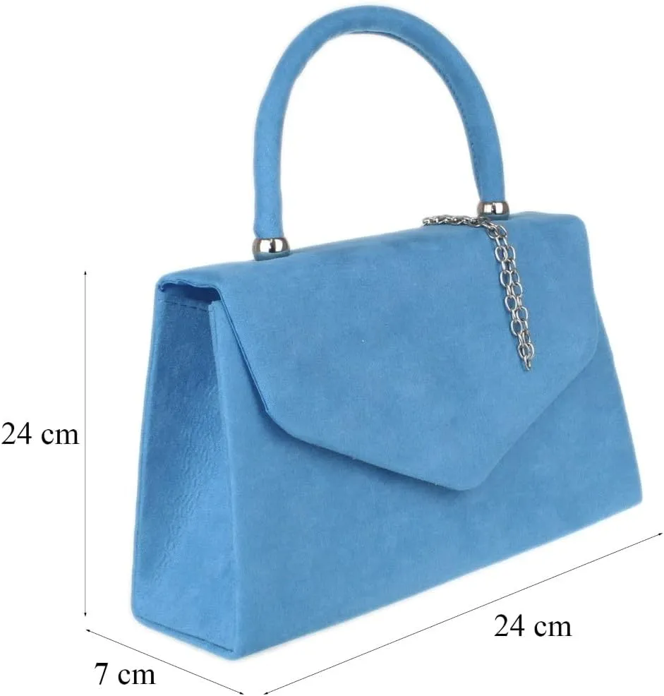 Girly HandBags Top Handle Faux Suede Clutch Bag Grab Holder Womens Handbag