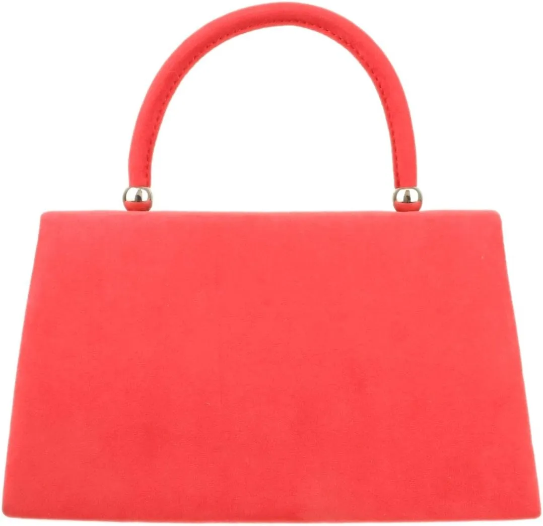 Girly HandBags Top Handle Faux Suede Clutch Bag Grab Holder Womens Handbag