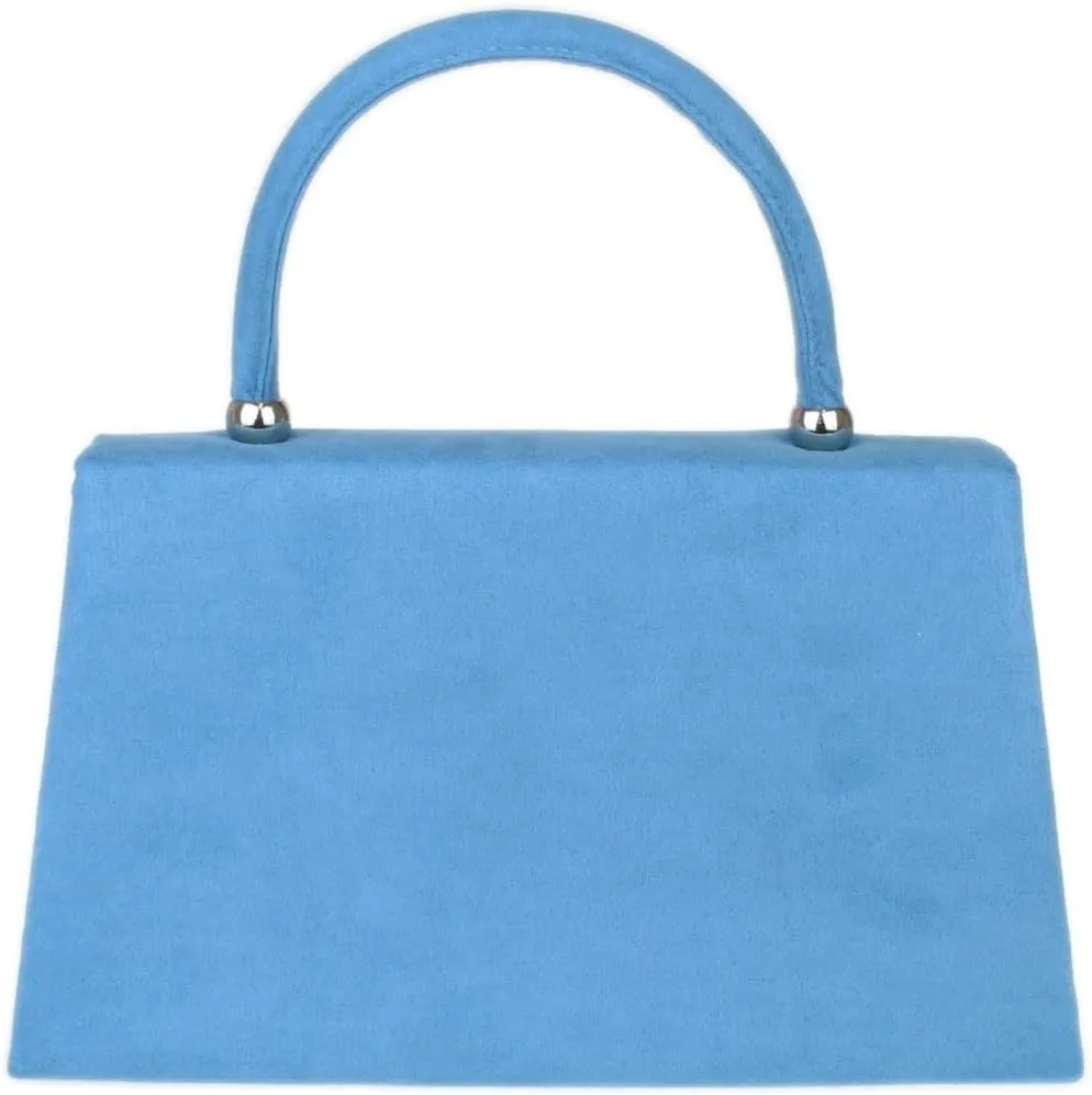 Girly HandBags Top Handle Faux Suede Clutch Bag Grab Holder Womens Handbag