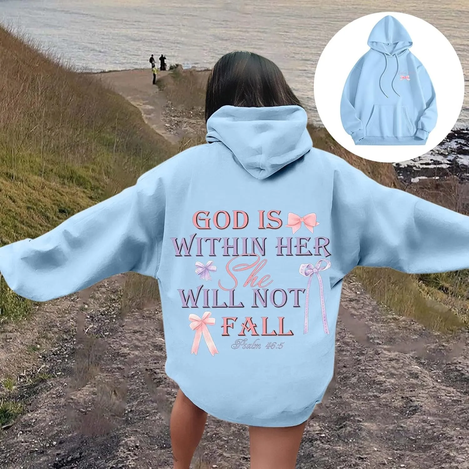God Is Within Her She Will Not Fail Womens Sweatshirts Long Sleeve Hoodies Oversized Casual Comfy Trendy Pullover