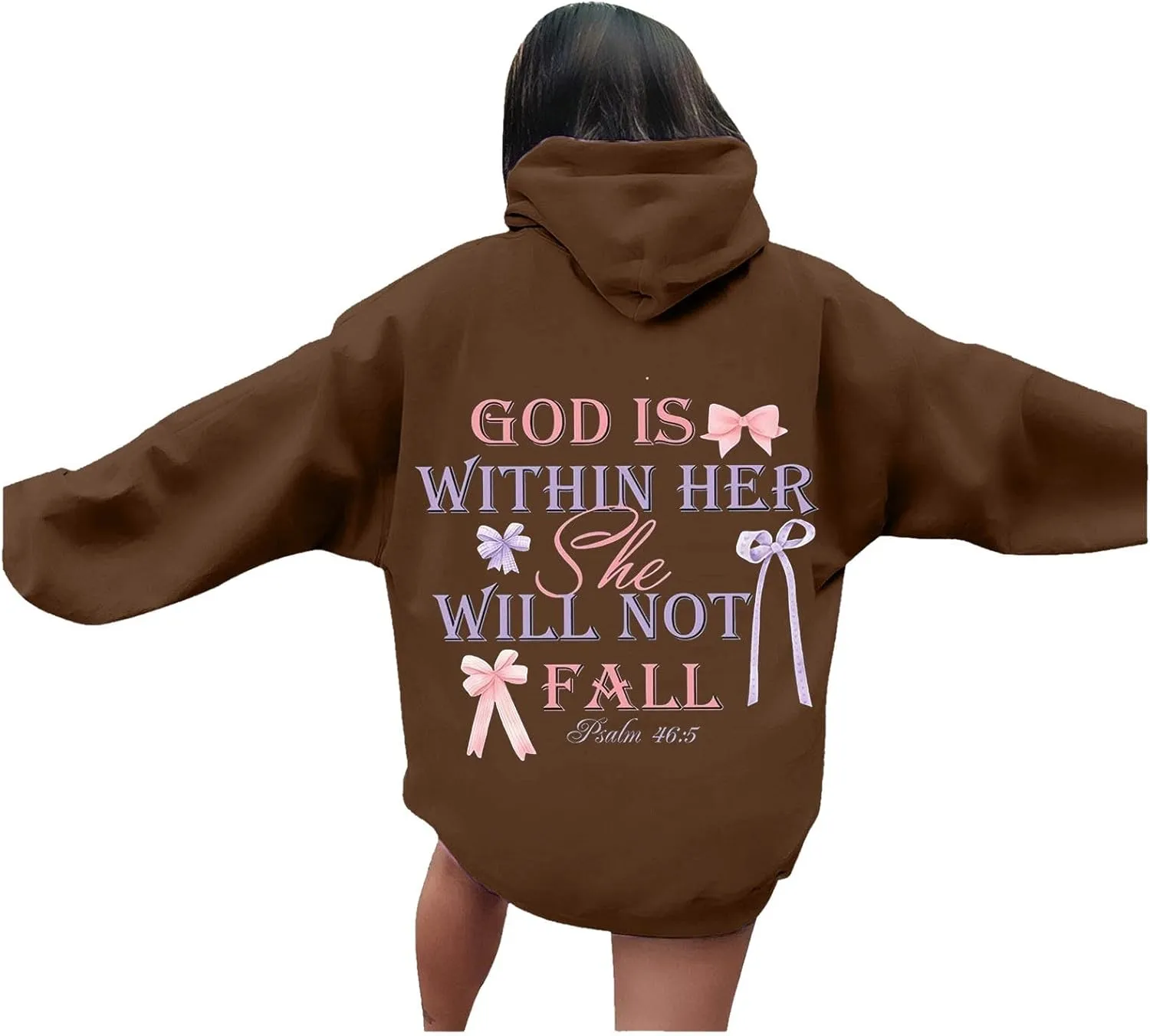 God Is Within Her She Will Not Fail Womens Sweatshirts Long Sleeve Hoodies Oversized Casual Comfy Trendy Pullover