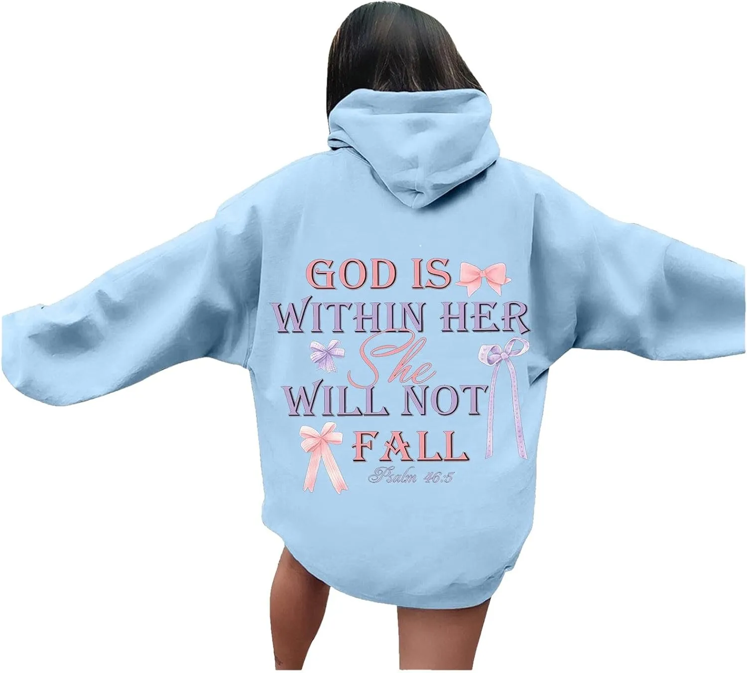 God Is Within Her She Will Not Fail Womens Sweatshirts Long Sleeve Hoodies Oversized Casual Comfy Trendy Pullover
