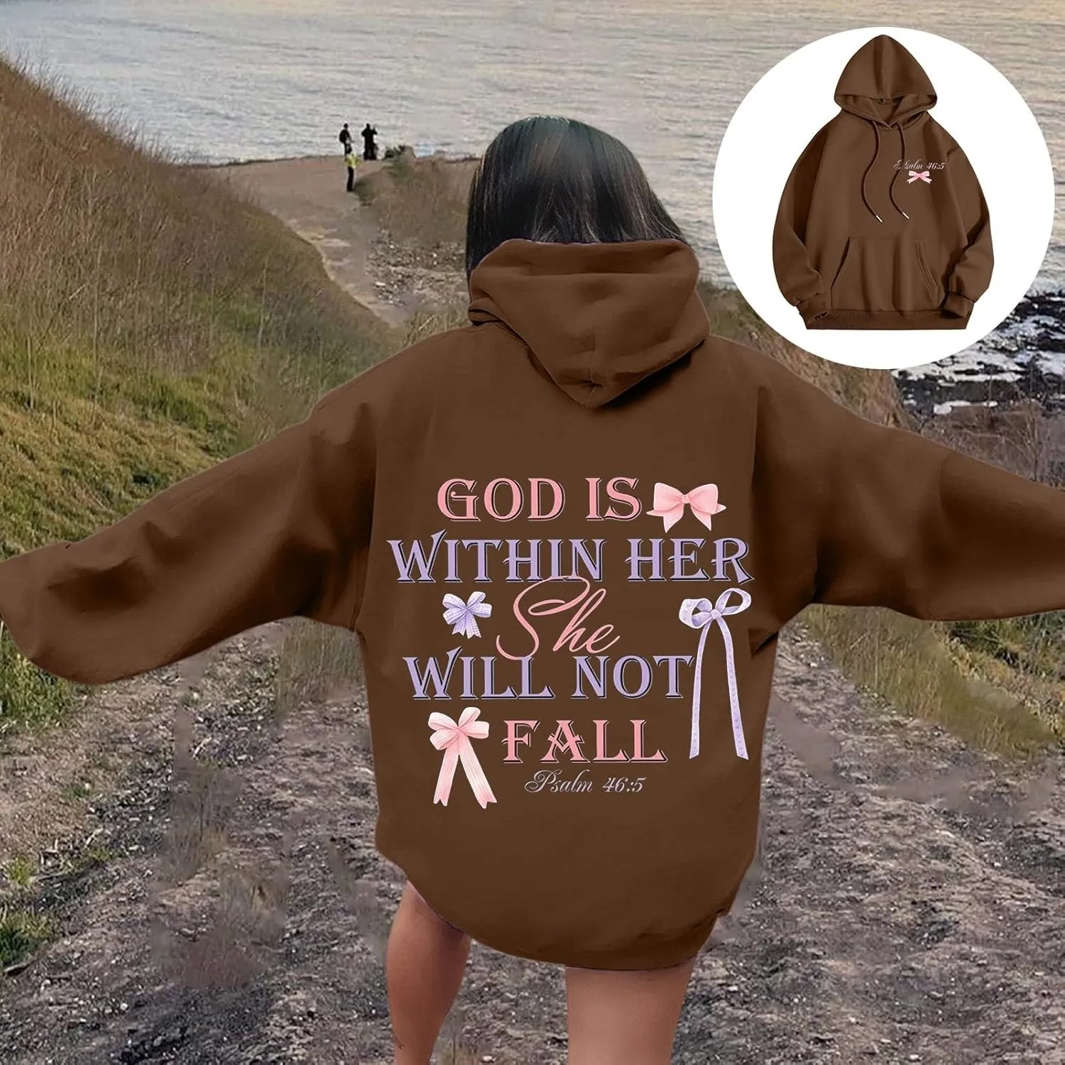 God Is Within Her She Will Not Fail Womens Sweatshirts Long Sleeve Hoodies Oversized Casual Comfy Trendy Pullover
