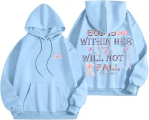 God Is Within Her She Will Not Fail Womens Sweatshirts Long Sleeve Hoodies Oversized Casual Comfy Trendy Pullover