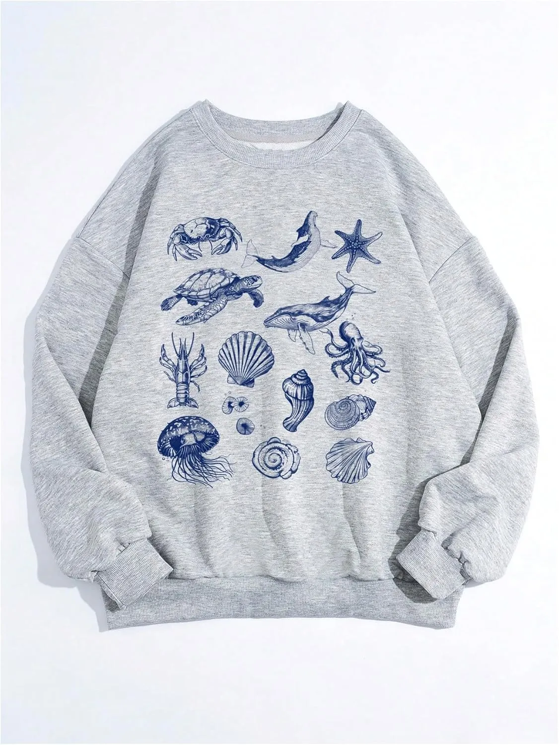 GORGLITTER Women's Oversized Graphic Sweatshirt Crewneck Cute Long Sleeve Shirt Pullover Top