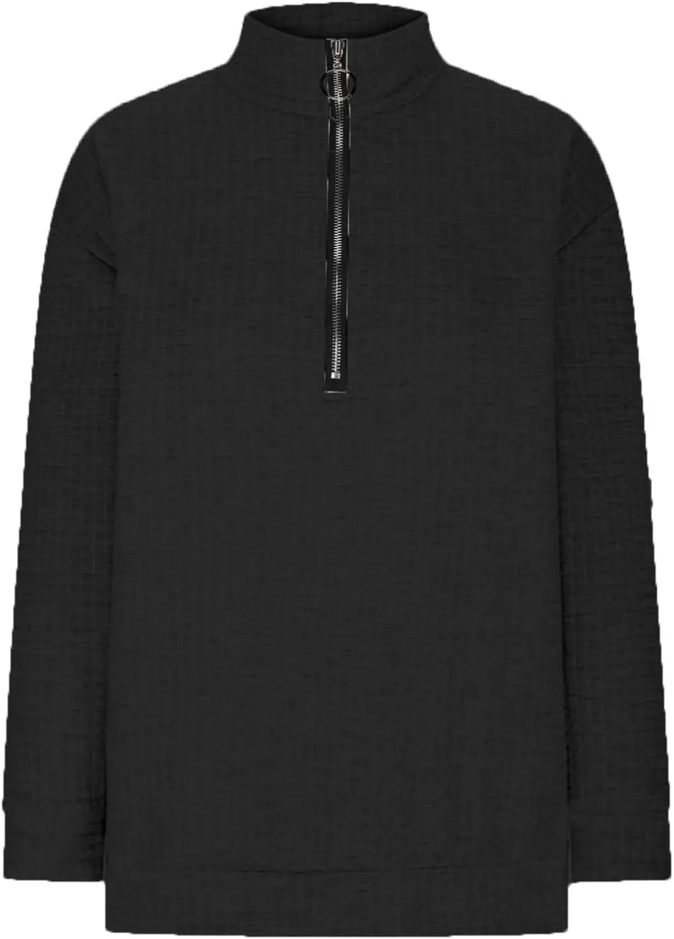 Half Zip Sweatshirt Women 1/2 Zipper Oversized Waffle Quilted Pattern Cropped Pullover Fall Winter Tops