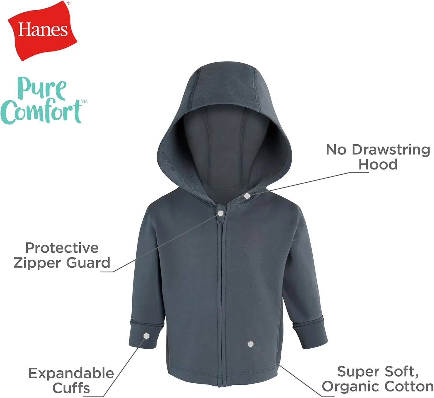 Hanes Unisex-Baby Organic Cotton French Terry Full-Zip Hoodie