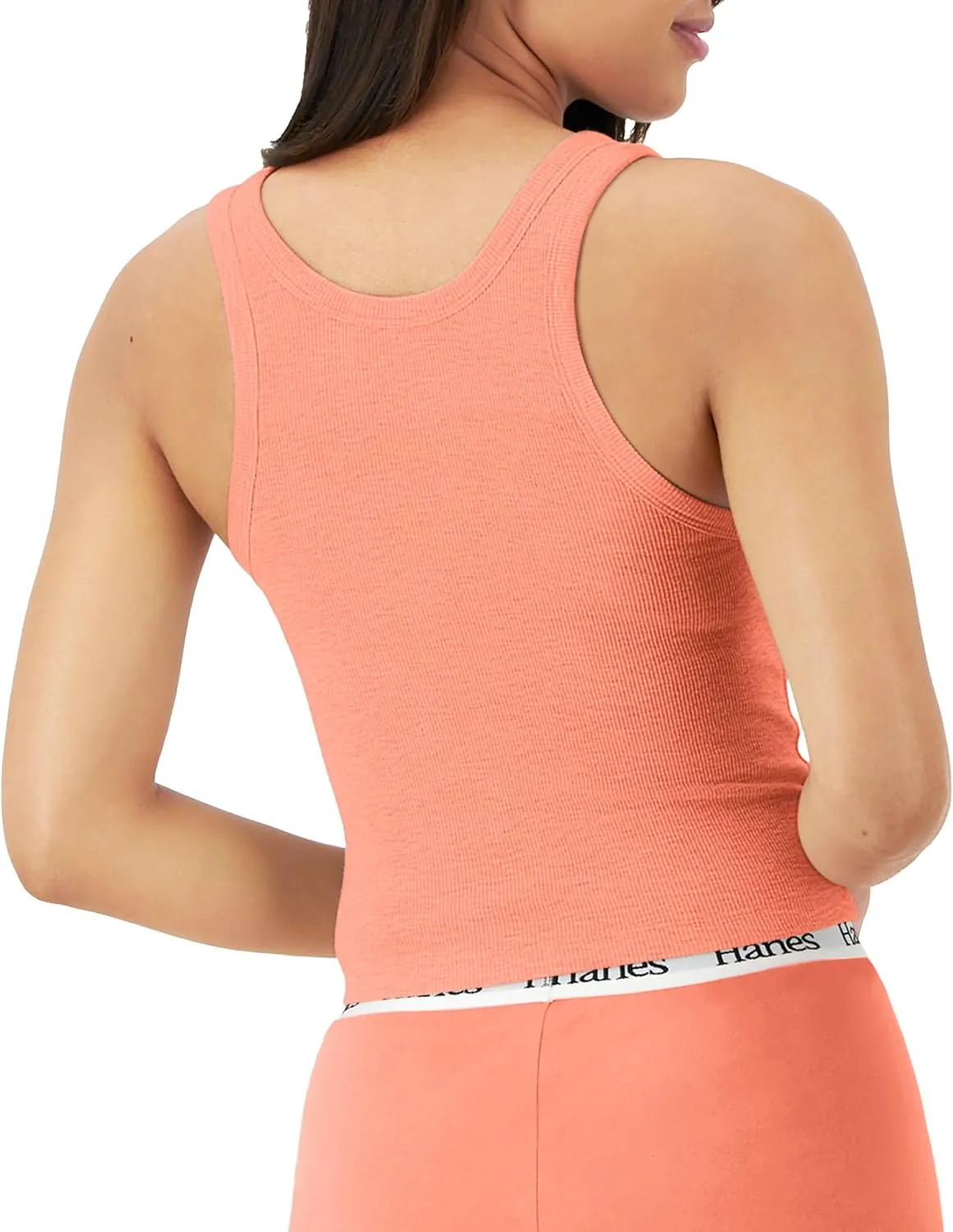 Hanes Women's Originals Rib Tank 2-Pack, Comfywear Stretch Cotton Cropped Top
