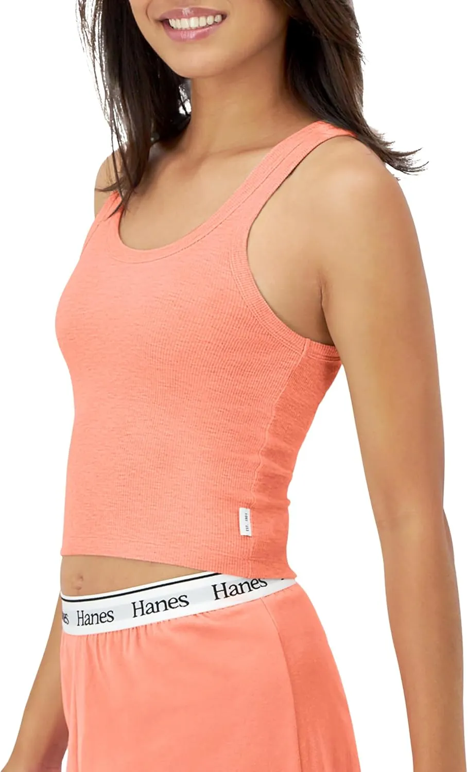 Hanes Women's Originals Rib Tank 2-Pack, Comfywear Stretch Cotton Cropped Top