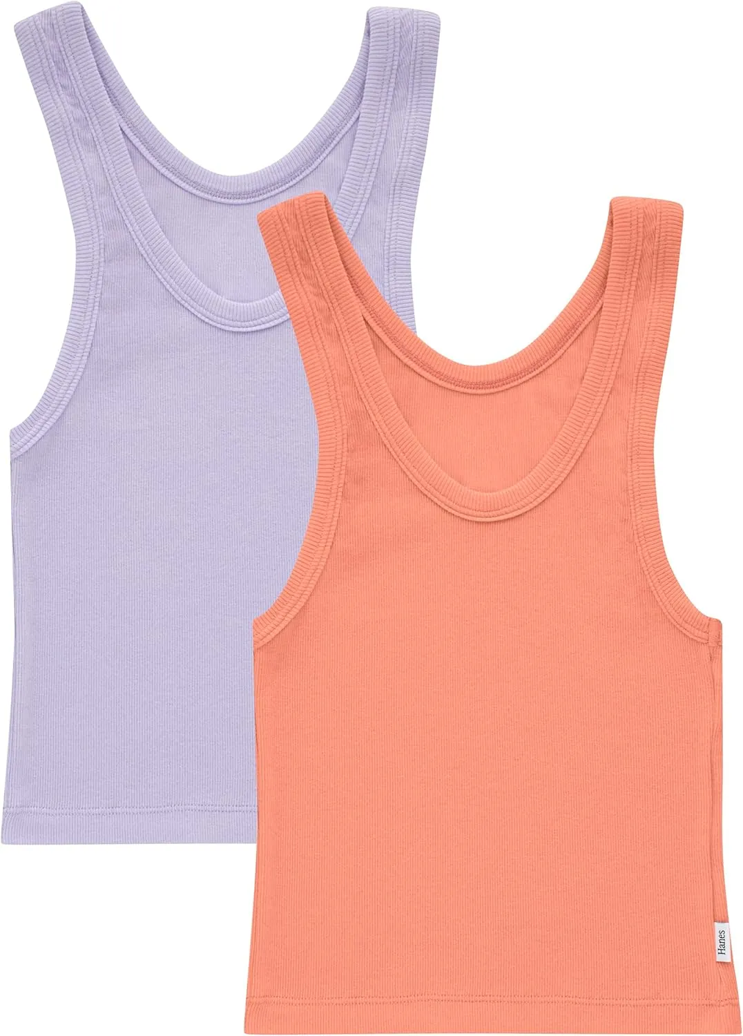 Hanes Women's Originals Rib Tank 2-Pack, Comfywear Stretch Cotton Cropped Top