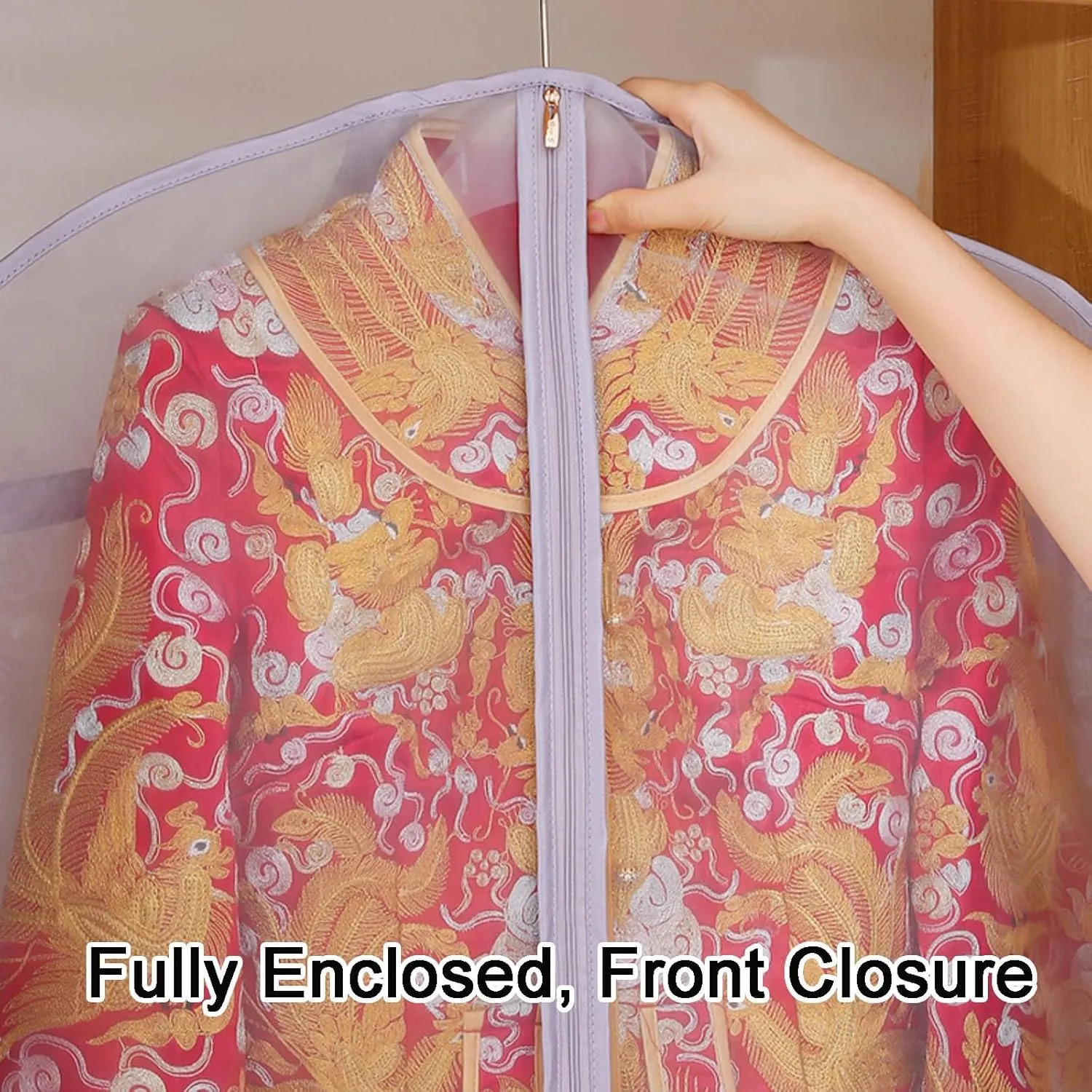 Hanging Garment Bag, Breathable Garment Bags, Garmet Bag with Clear Full Zipper, for Closet Travel(White,55.1in/140cm)