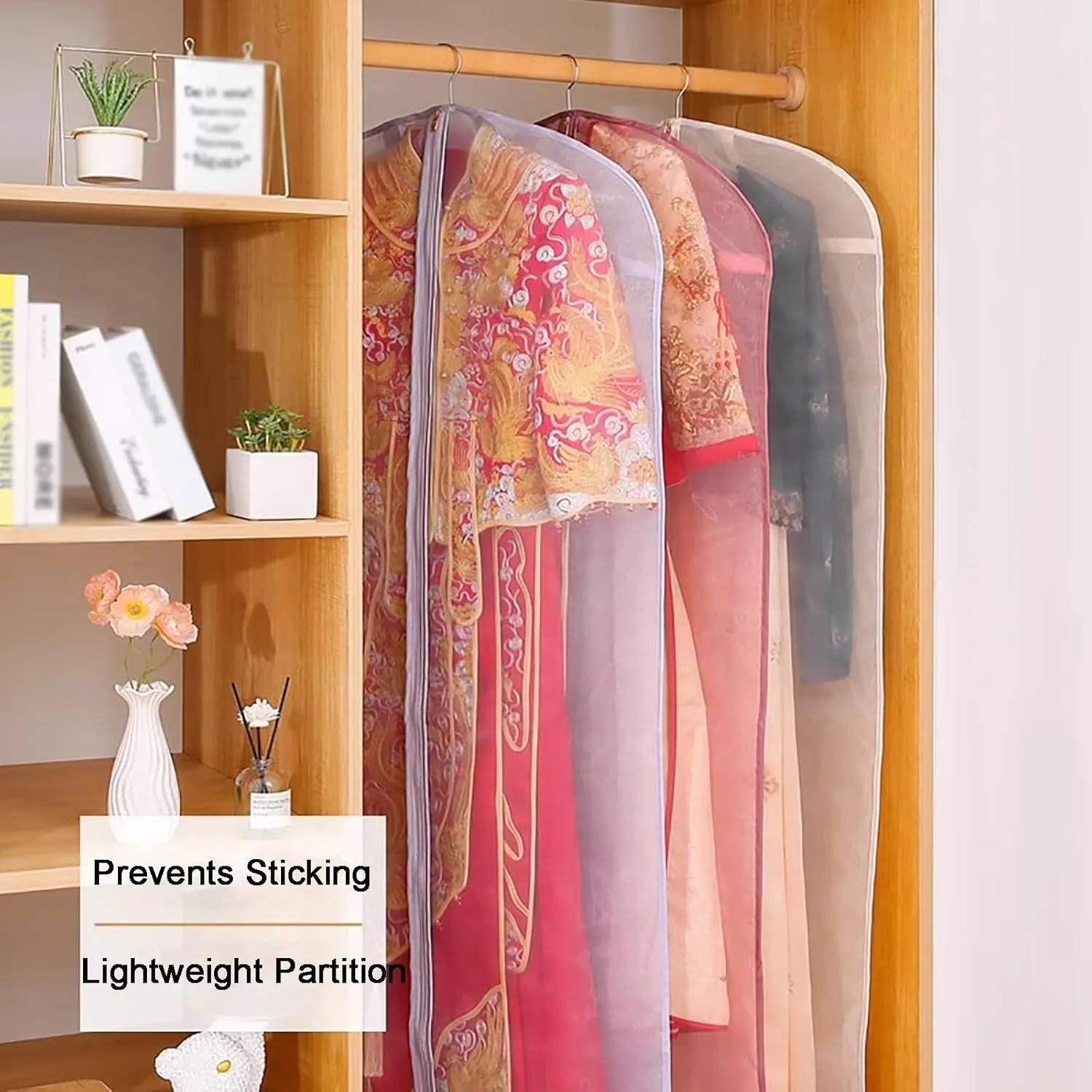 Hanging Garment Bag, Breathable Garment Bags, Garmet Bag with Clear Full Zipper, for Closet Travel(White,55.1in/140cm)