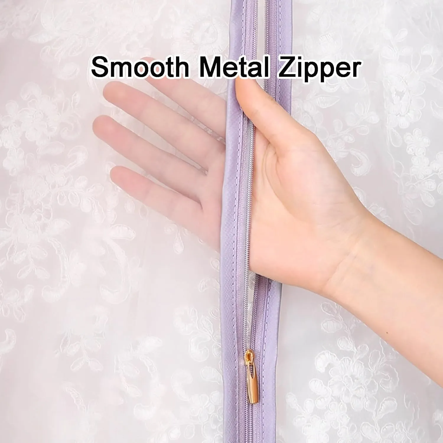 Hanging Garment Bag, Breathable Garment Bags, Garmet Bag with Clear Full Zipper, for Closet Travel(White,55.1in/140cm)