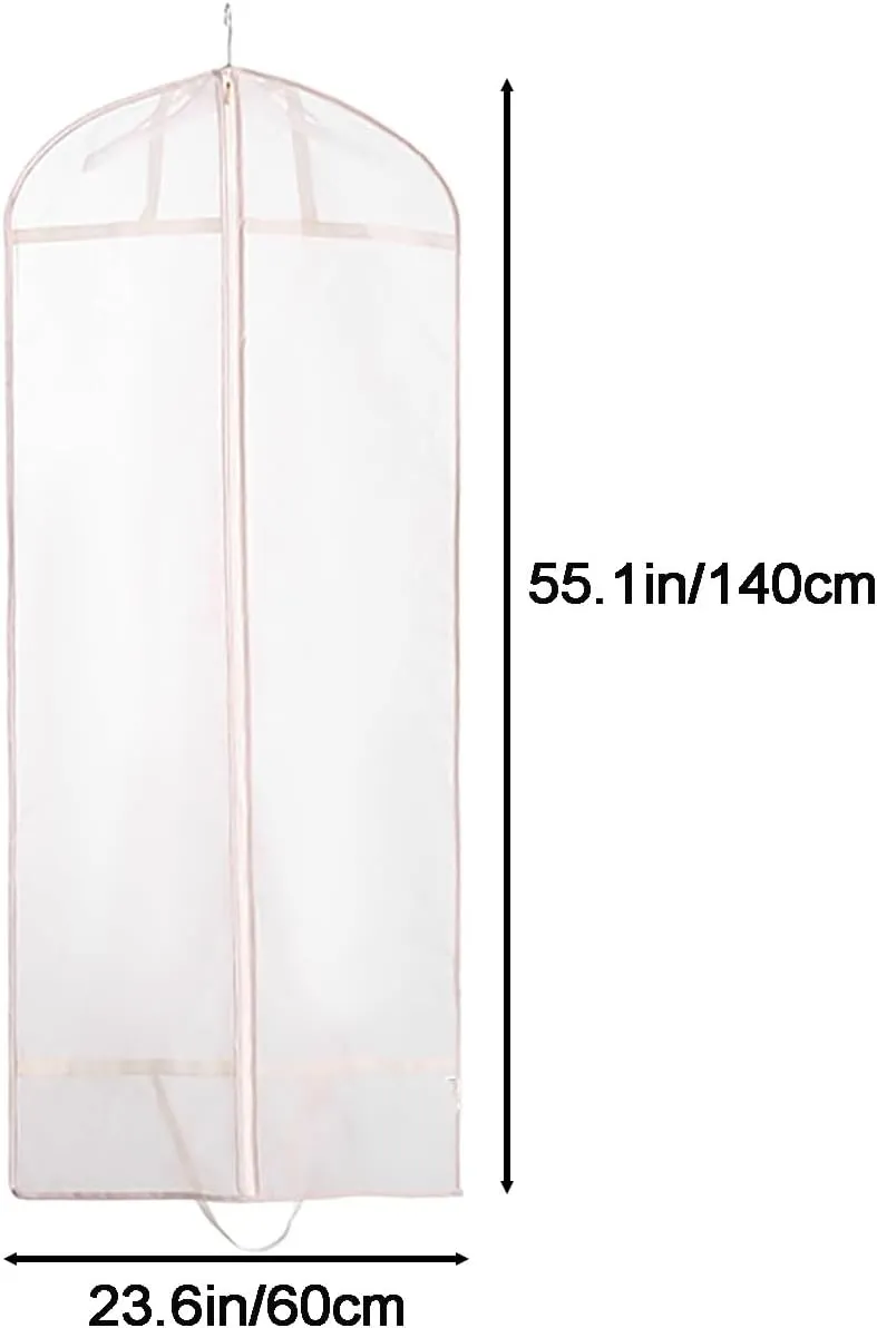Hanging Garment Bag, Breathable Garment Bags, Garmet Bag with Clear Full Zipper, for Closet Travel(White,55.1in/140cm)