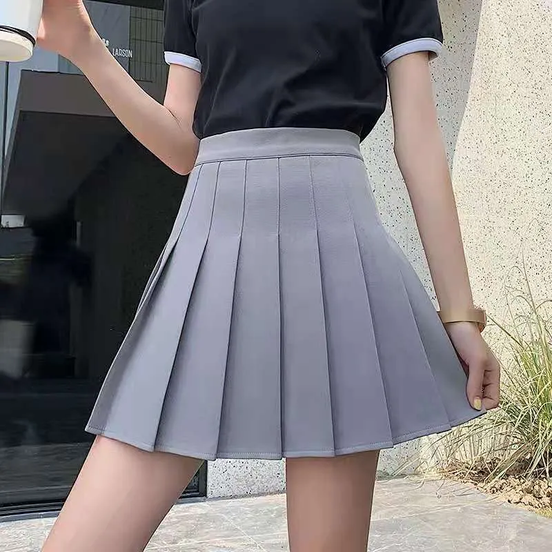 High Waist A-line Student Plaid Pleated Skirts Dance Mini Skirts