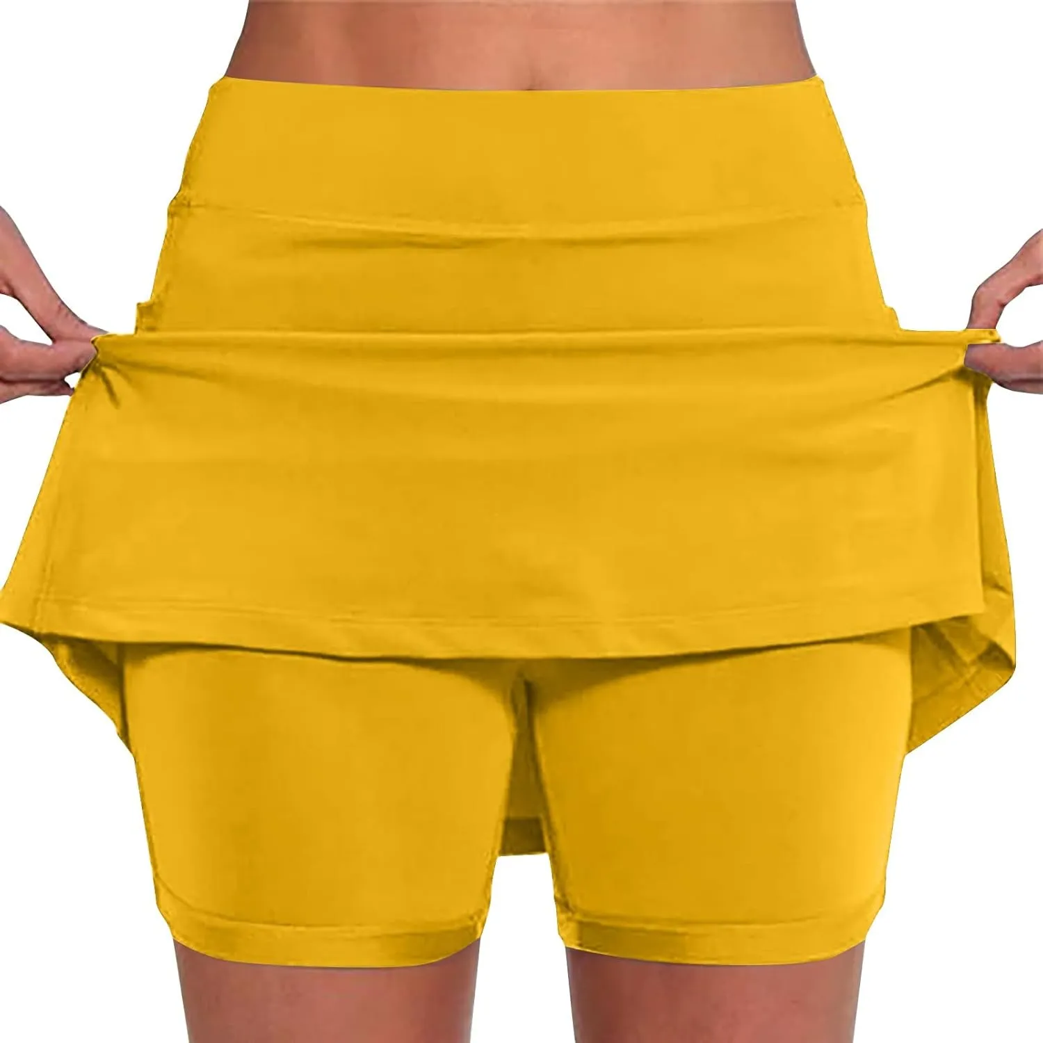 High Waisted Tennis Skirt for Women with Inner Shorts Plus Size Athletic Skorts Solid Casual Workout Built-in Shorts