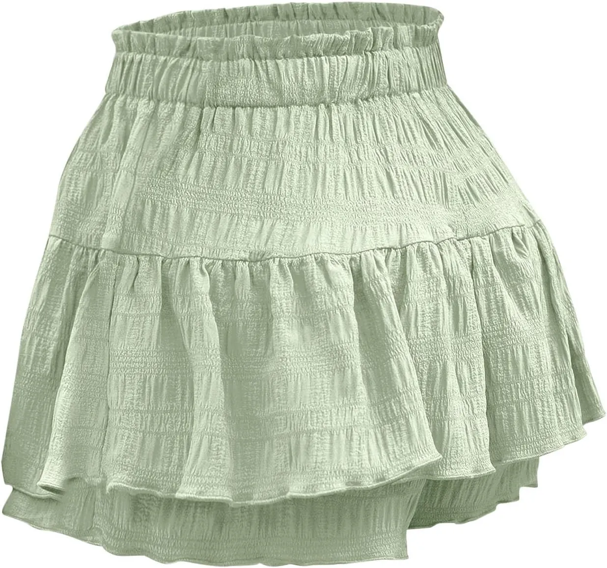 hlysgo Flowy Shorts for Women Casual Boho Ruffle Tiered Skorts High Waisted Drawstring Mini Skirts Tennis Comfy Shorts 2025