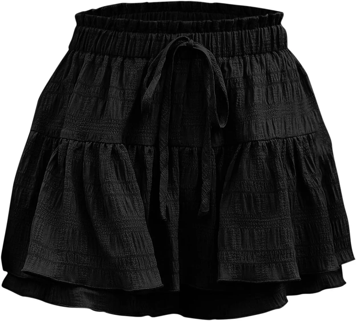 hlysgo Flowy Shorts for Women Casual Boho Ruffle Tiered Skorts High Waisted Drawstring Mini Skirts Tennis Comfy Shorts 2025