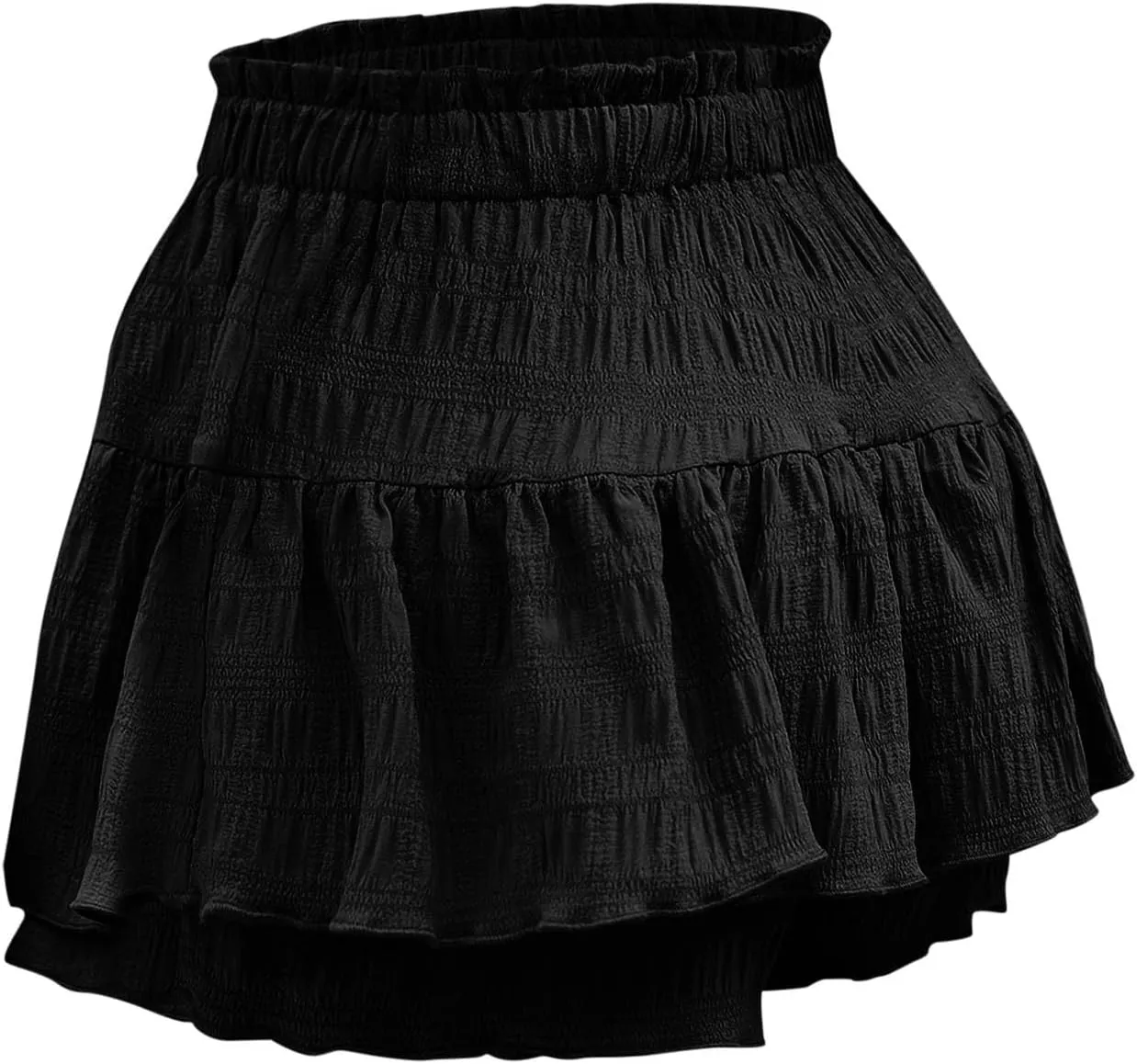 hlysgo Flowy Shorts for Women Casual Boho Ruffle Tiered Skorts High Waisted Drawstring Mini Skirts Tennis Comfy Shorts 2025