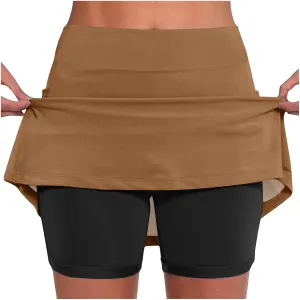 hlysgo Womens High Waisted Tennis Skort A-Line Skater Skirts with Lining Shorts Summer Plus Size Workout Athletic Shorts