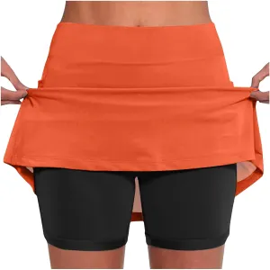 hlysgo Womens High Waisted Tennis Skort A-Line Skater Skirts with Lining Shorts Summer Plus Size Workout Athletic Shorts