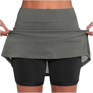 hlysgo Womens High Waisted Tennis Skort A-Line Skater Skirts with Lining Shorts Summer Plus Size Workout Athletic Shorts