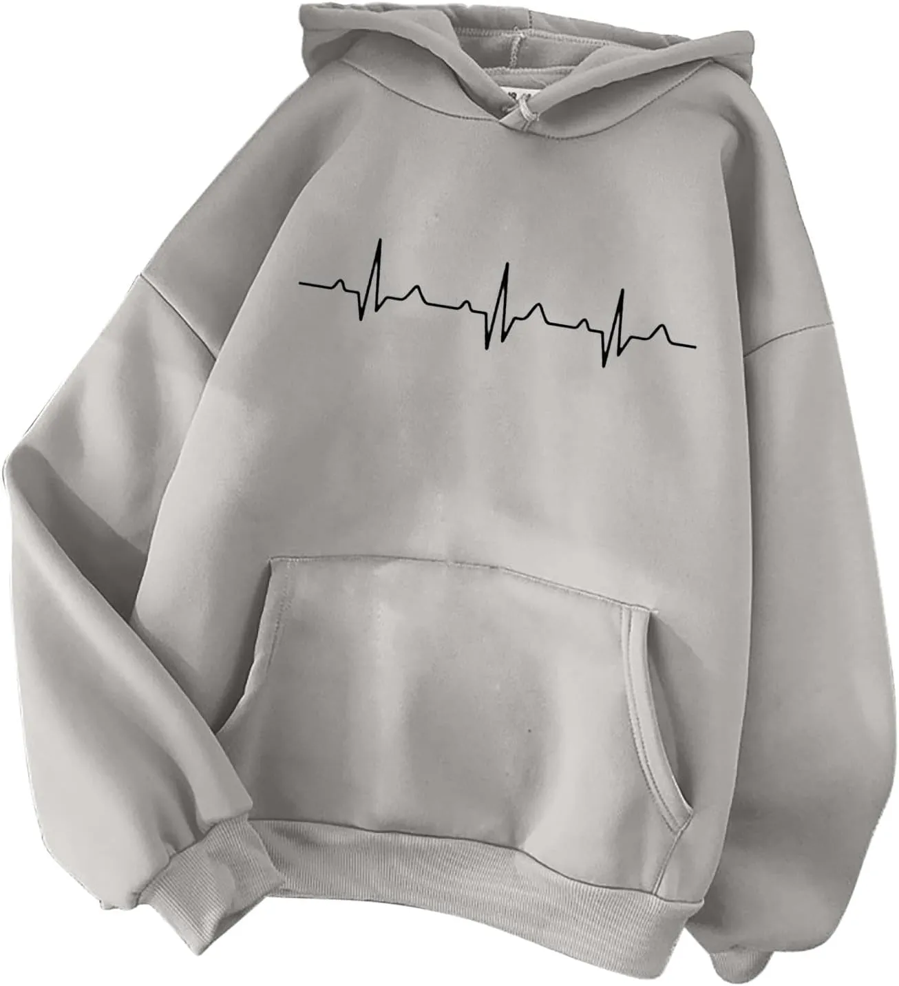 Hooded Sweatshirts for Women Cute Heart Print Hoodies Funny Graphic Long Sleeve Pullover Tops With Pockets