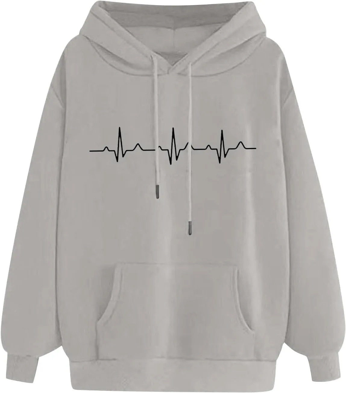 Hooded Sweatshirts for Women Cute Heart Print Hoodies Funny Graphic Long Sleeve Pullover Tops With Pockets