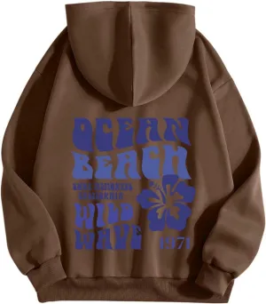 Hoodies for Teen Girls Sweatshirts for Teen Girls Long Sleeve Letter Preppy Cute Graphic Hoodies Drawstring Pullover Casual Oversized Hoodie Warehouse Sale Clearance