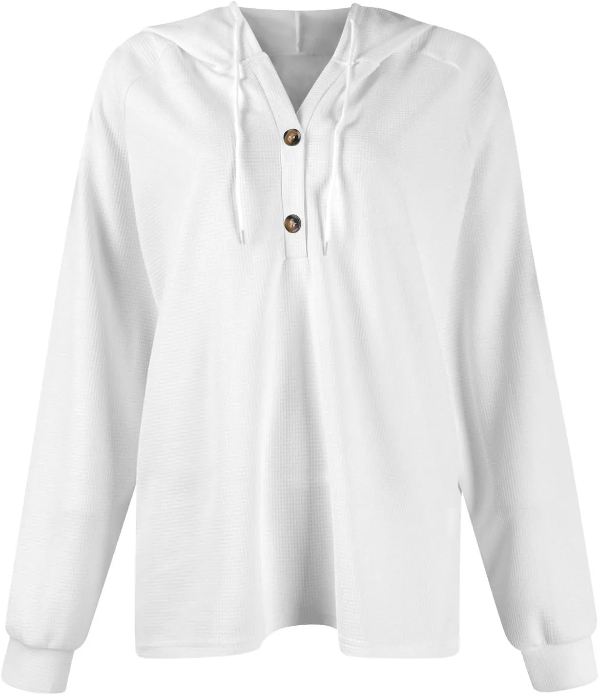 Hoodies for Women Comfy V Neck Waffle Knit Hooded Sweatshirts Drawstring Casual Long Sleeve Fall Pullover Sweaters
