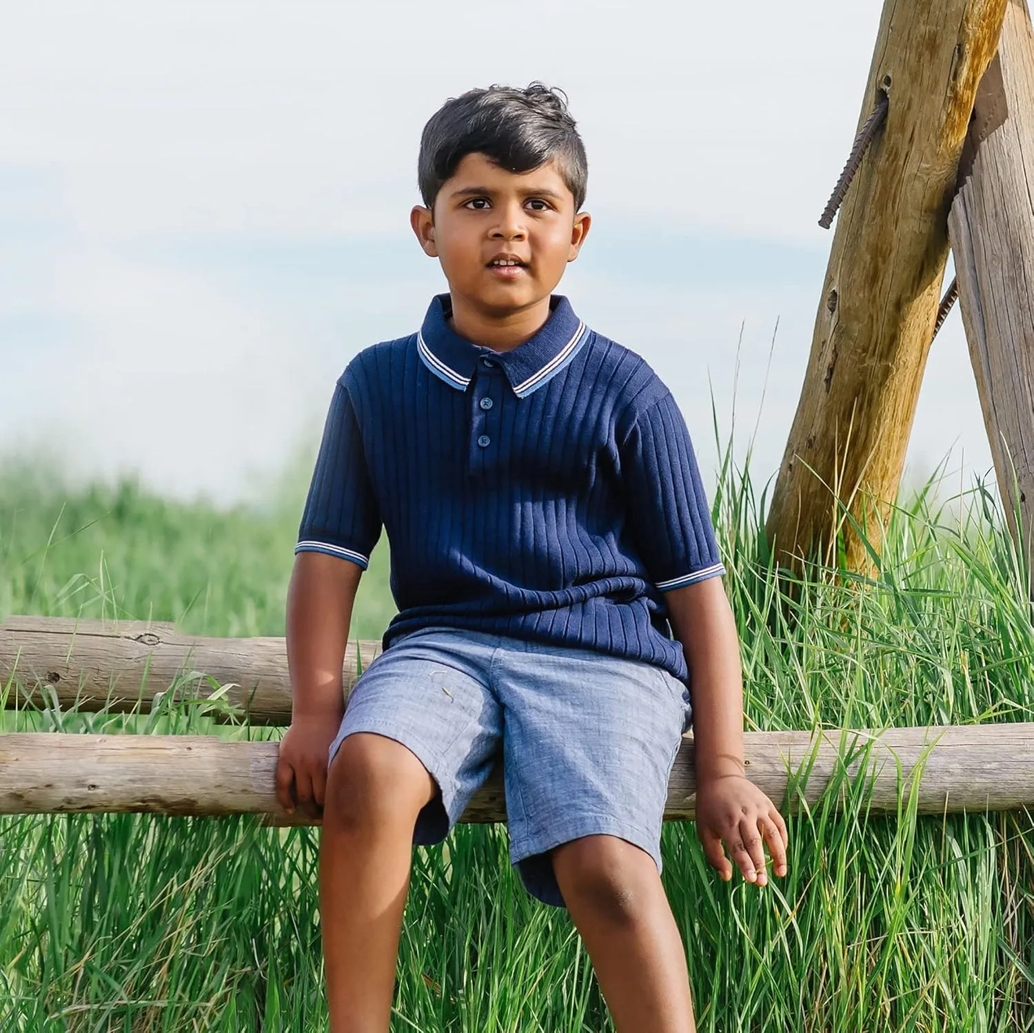 Hope & Henry Boys' Short Sleeve Sweater Polo