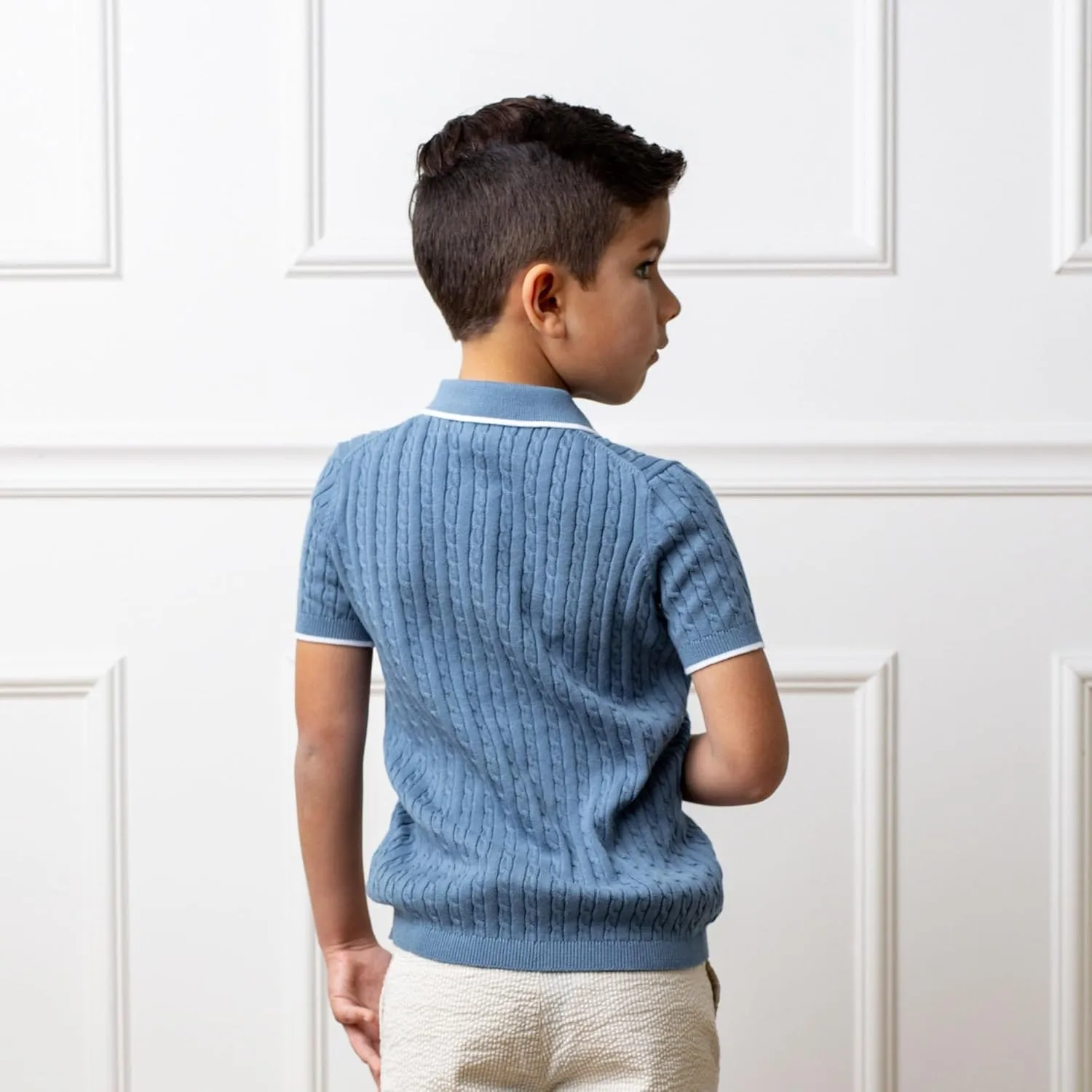 Hope & Henry Boys' Short Sleeve Sweater Polo