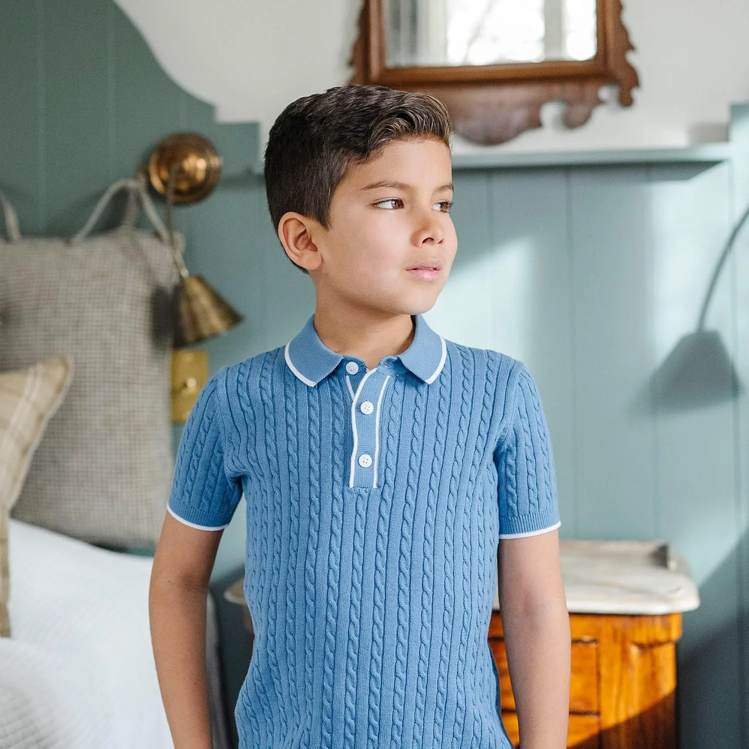 Hope & Henry Boys' Short Sleeve Sweater Polo