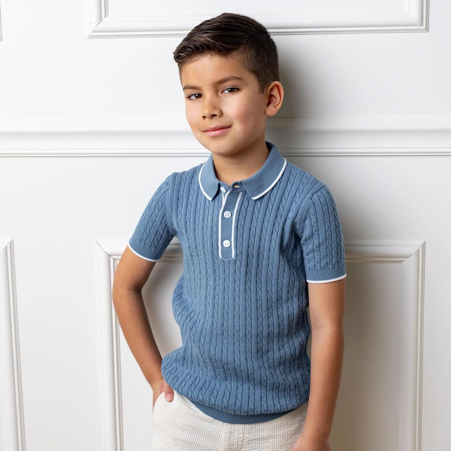 Hope & Henry Boys' Short Sleeve Sweater Polo