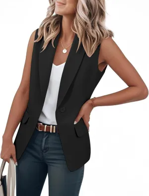 IDEALSANXUN Womens Vest Fashion Dressy Notch Lapel Sleeveless Blazer Suit Jackets Office Work Clothes