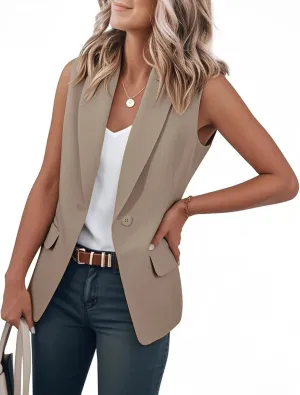 IDEALSANXUN Womens Vest Fashion Dressy Notch Lapel Sleeveless Blazer Suit Jackets Office Work Clothes