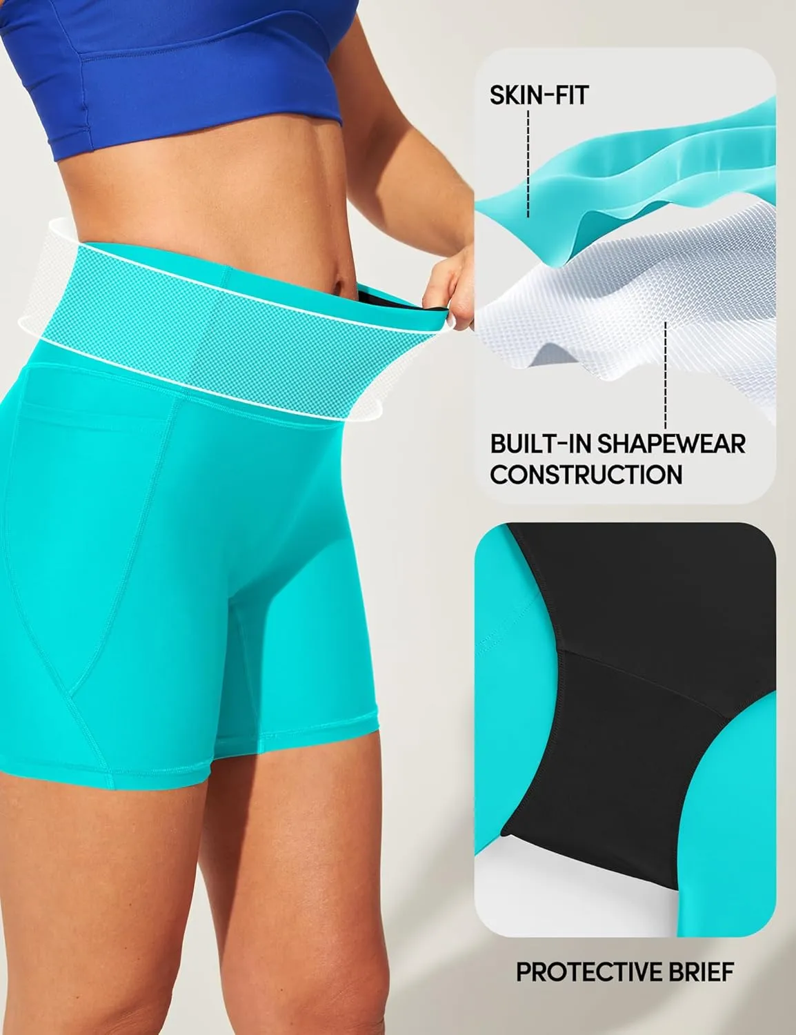IUGA Womens Swim Shorts Tummy Control Swim Board Shorts UPF 50  Quick Dry Swimsuits Bottoms for Women with Pockets