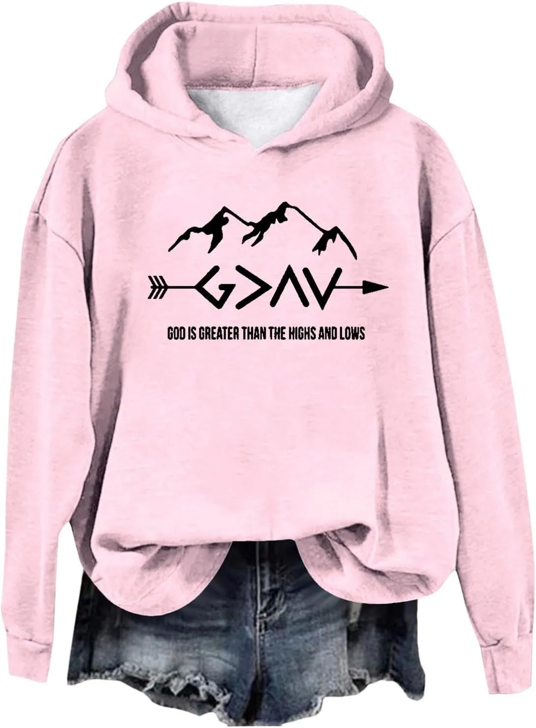 Jesus Sweatshirts For Womens God Is Greater Than The Highs And Lows Comfy Pullover Long Sleeve Round Neck Tops