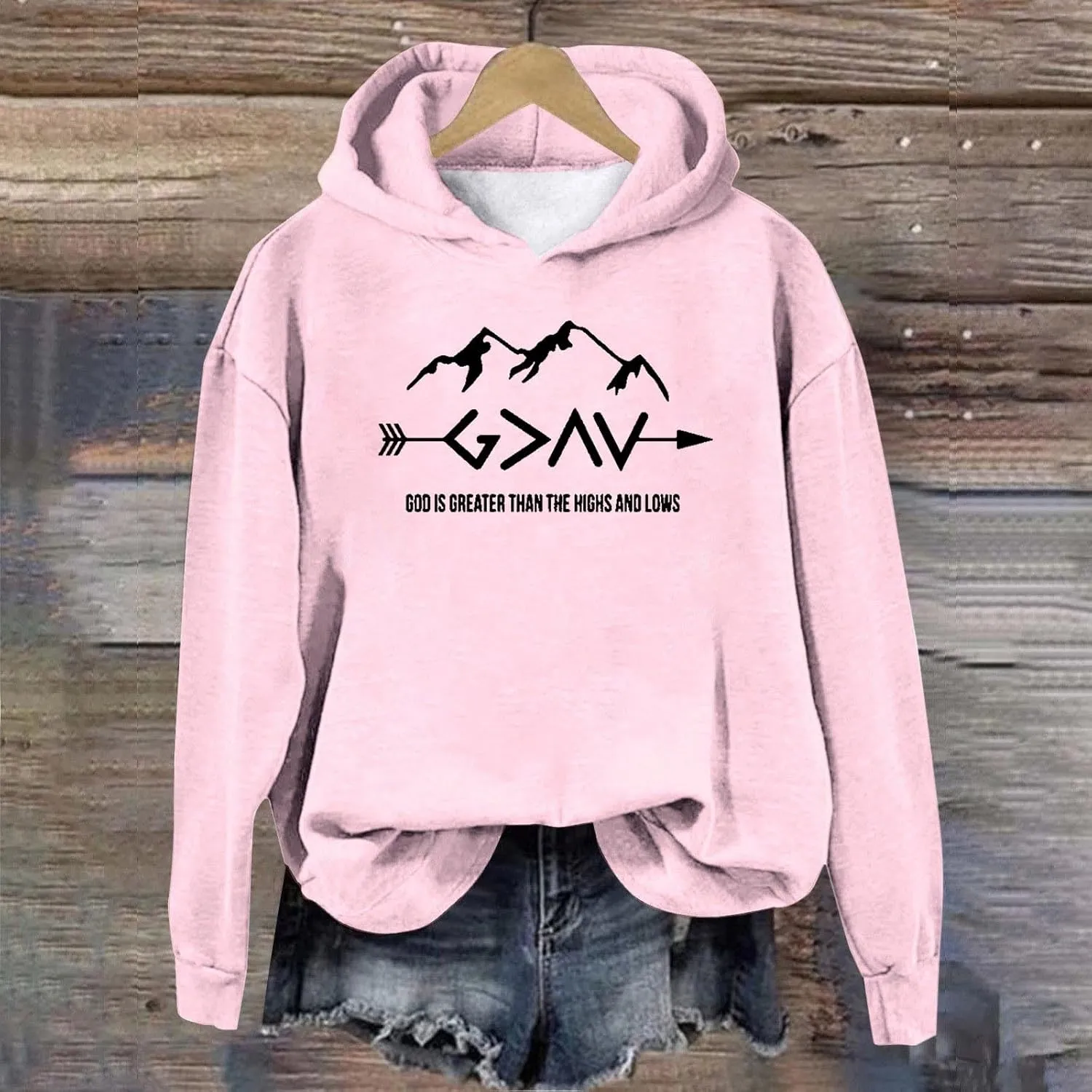 Jesus Sweatshirts For Womens God Is Greater Than The Highs And Lows Comfy Pullover Long Sleeve Round Neck Tops