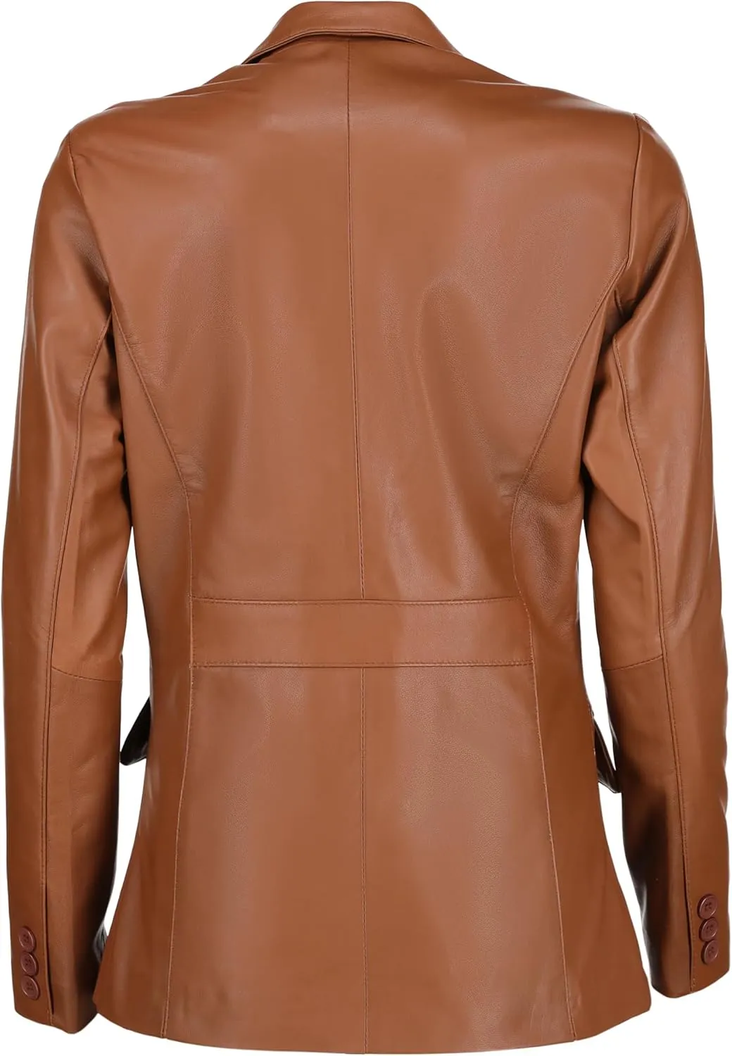 Jild Classic 2-Button Lambskin Leather Blazer Women - Casual Coat Long Sleeves Suit Style Leather Jacket Women