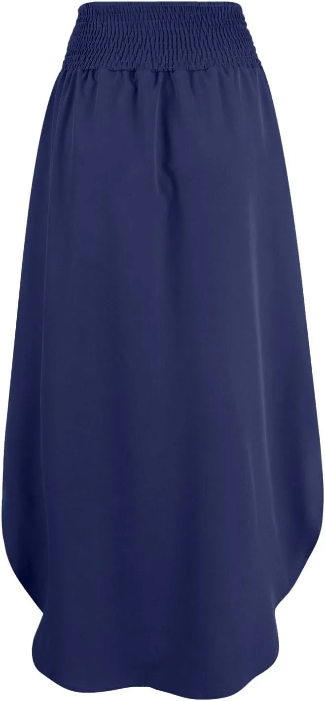 JJHAEVDY Skirts for Women Solid Irregular Hem Maxi Skirt Elastic High Waisted Skirts Loose Casual Fashion Skirts with Pockets
