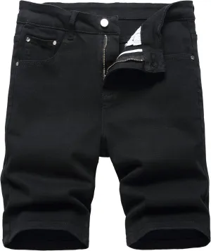 JUNBAOSS Men's Slim Fit Stretch Denim Shorts Ripped Skinny Jean Shorts for Men,Fashion Straight Comfort Flex Waist Short