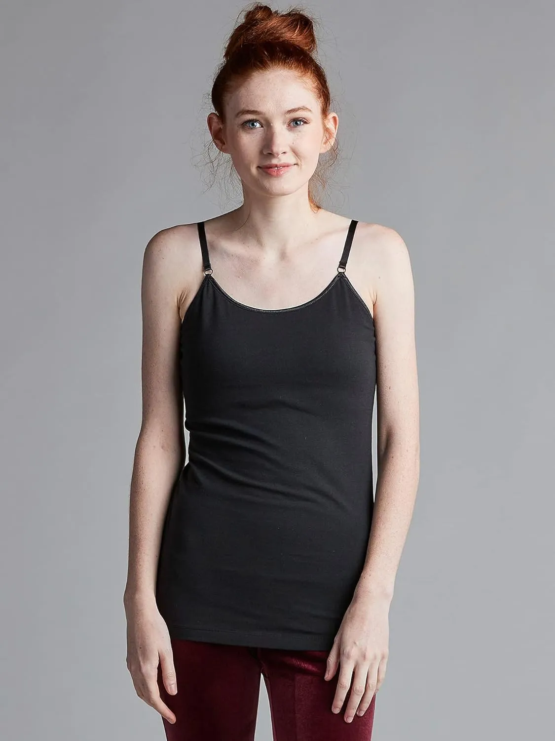 Kalon Women's 4-Pack Shelf Bra Tank Top Camisole Classic Spaghetti Strap