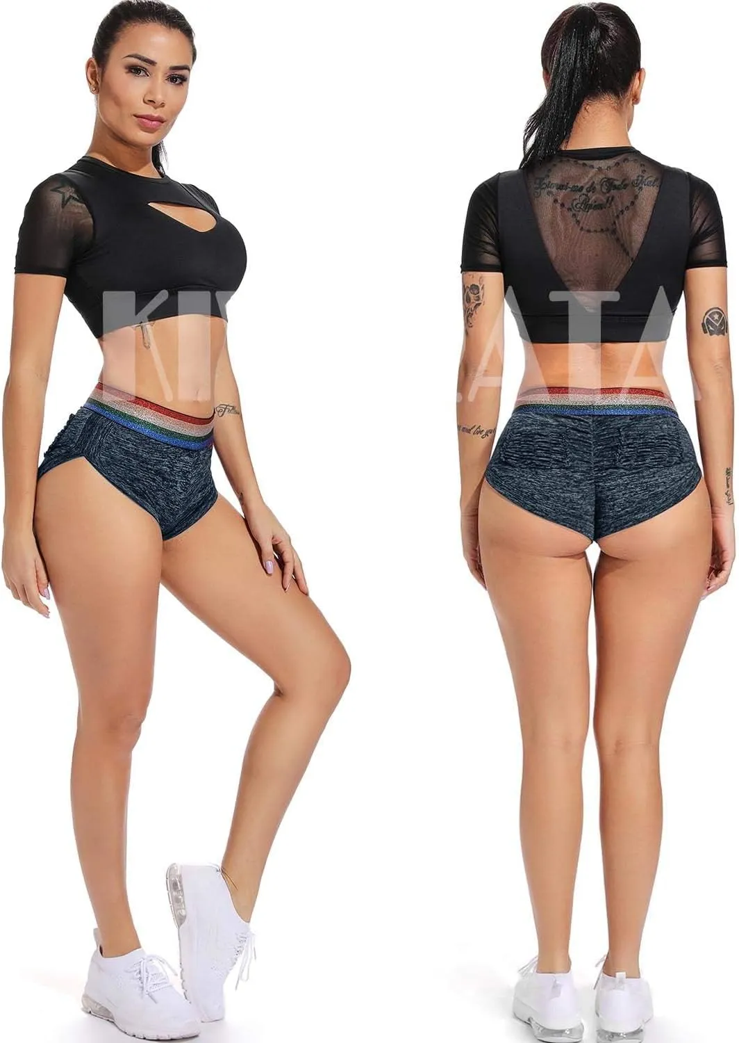 KIWI RATA Scrunch Booty Shorts for Women High Waisted Yoga Shorts Sexy Rave Bottoms Butt Lifting Short Hot Pants