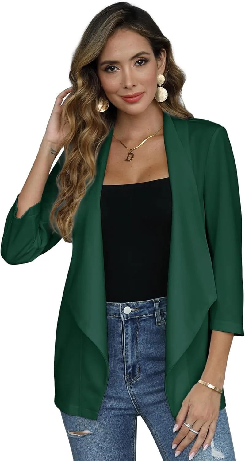 KOJOOIN Womens Casual Blazers Long Sleeve Open Front Business Casual Cardigan Jacket